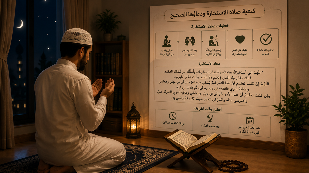 كيفية صلاة الاستخارة ودعاؤها الصحيح