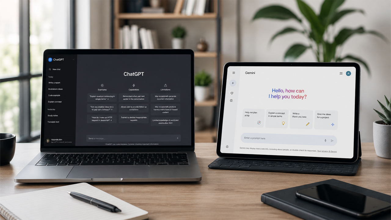 مقارنة بين ChatGPT وGemini